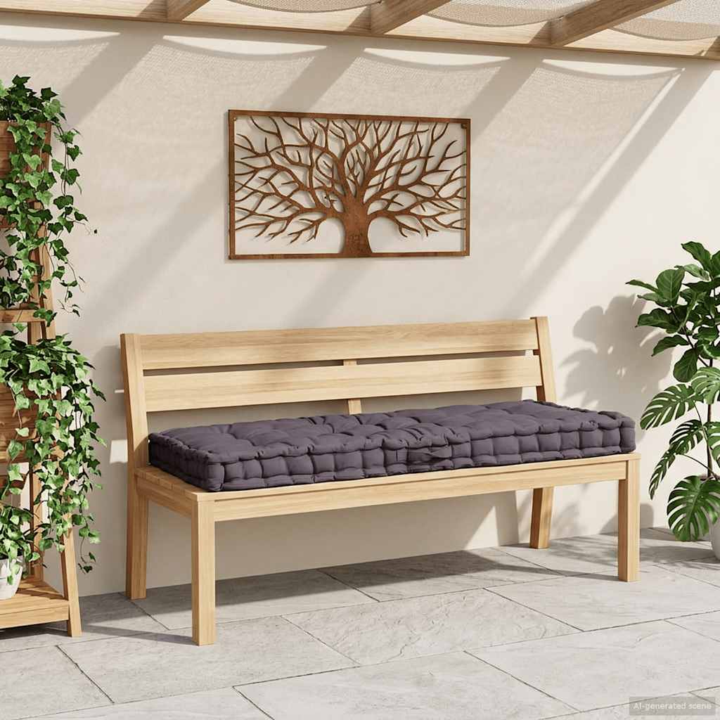 antracitszürke pamut raklappadló-párna 120 x 80 x 10 cm