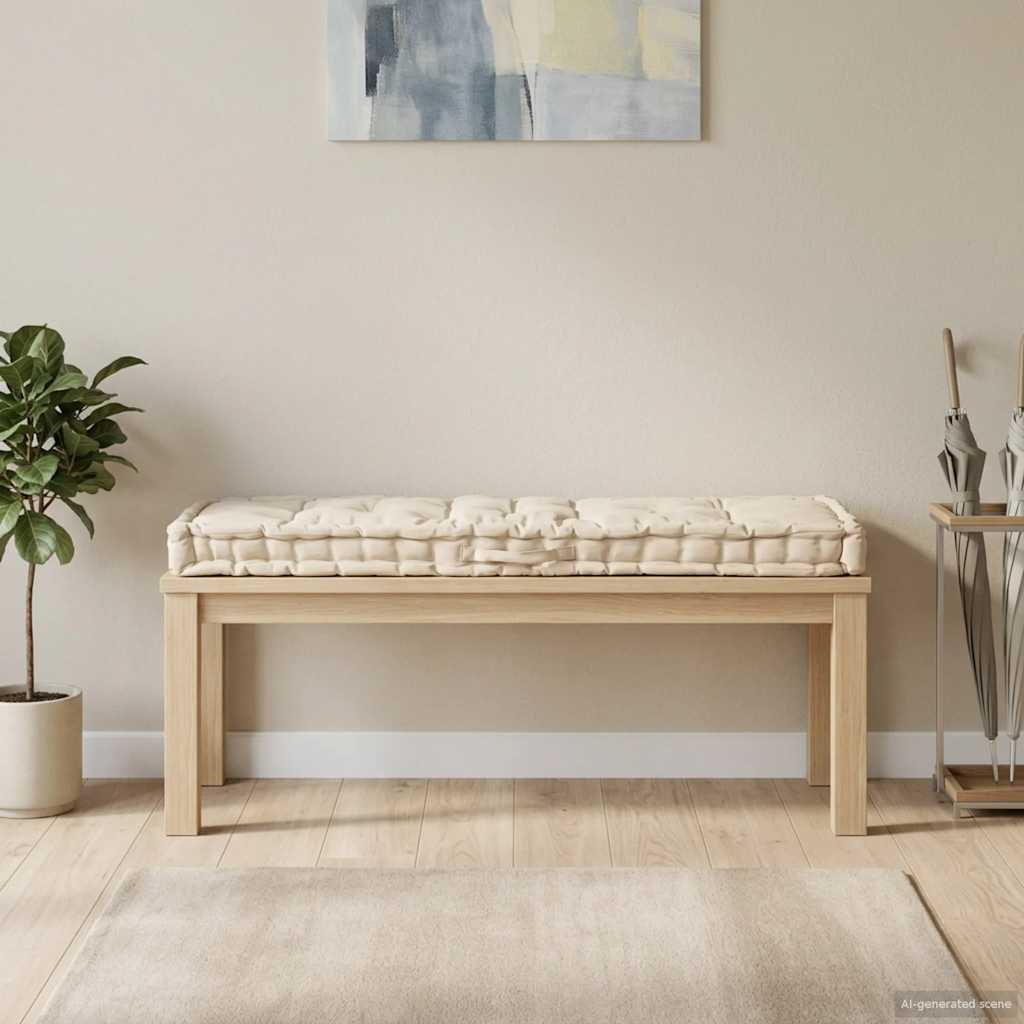 bézs pamut raklappadló-párna 120 x 40 x 7 cm