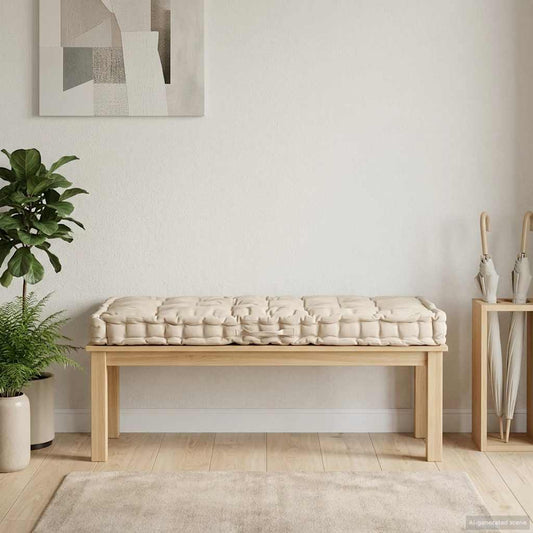 bézs pamut raklappadló-párna 120 x 80 x 10 cm