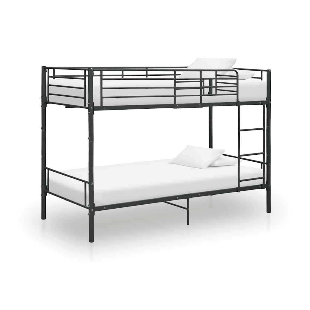 fekete fém emeletes ágy 90 x 200 cm
