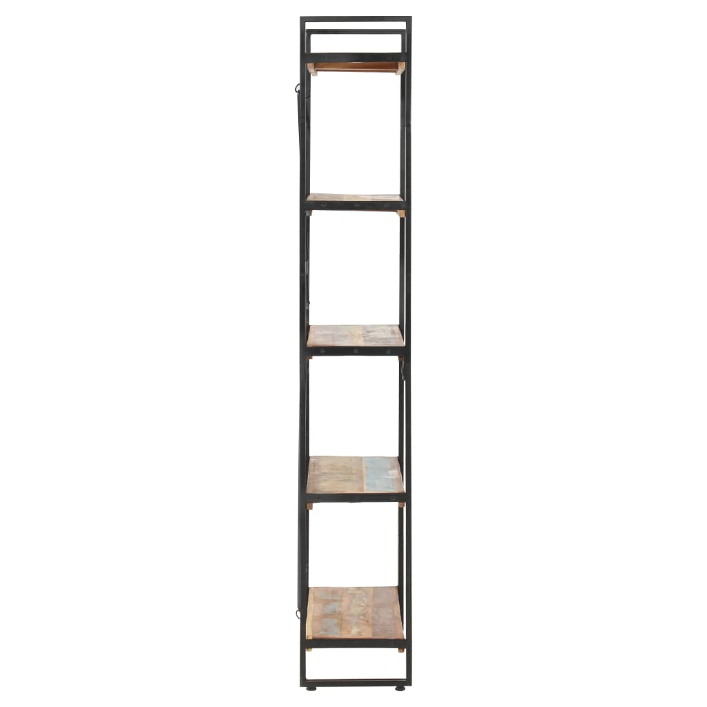 5 szintes tömör újrahasznosított fa könyvespolc 90x30x180 cm