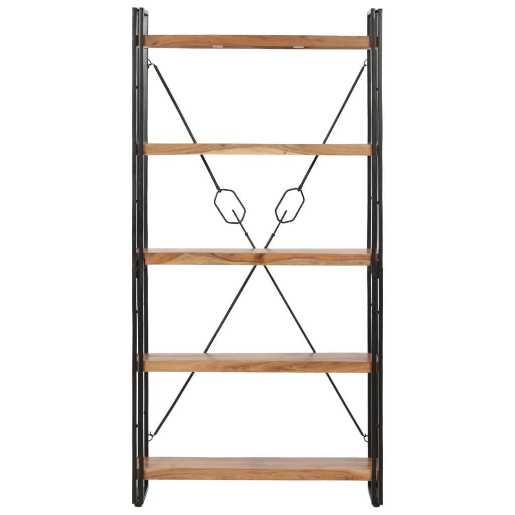 5-szintes tömör akácfa könyvespolc 90 x 30 x 180 cm