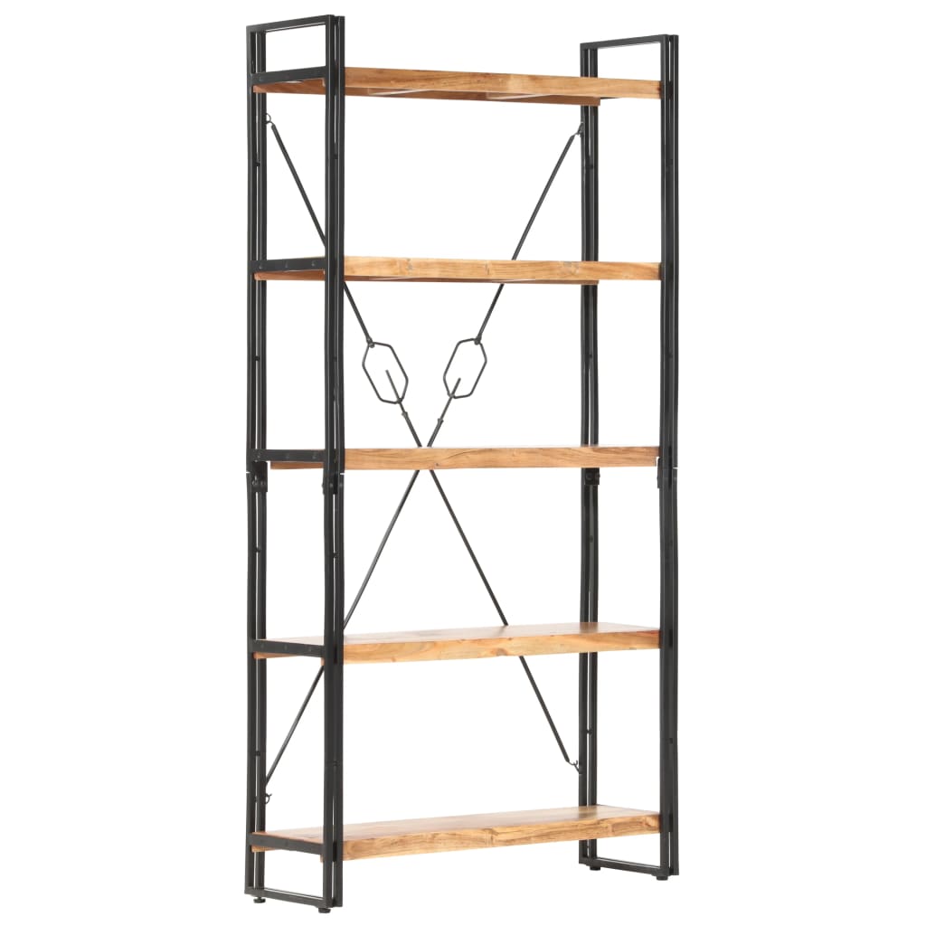 5-szintes tömör akácfa könyvespolc 90 x 30 x 180 cm
