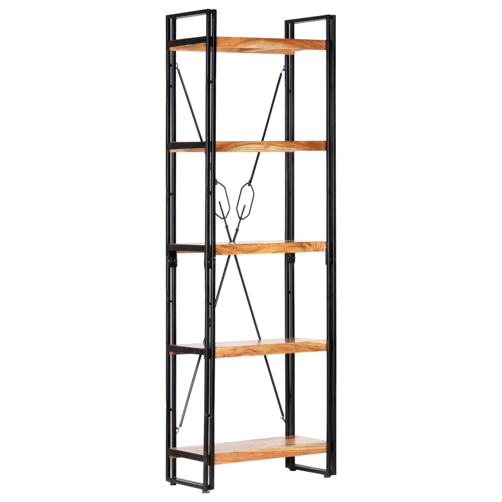 5 szintes tömör akácfa könyvespolc 60 x 30 x 180 cm
