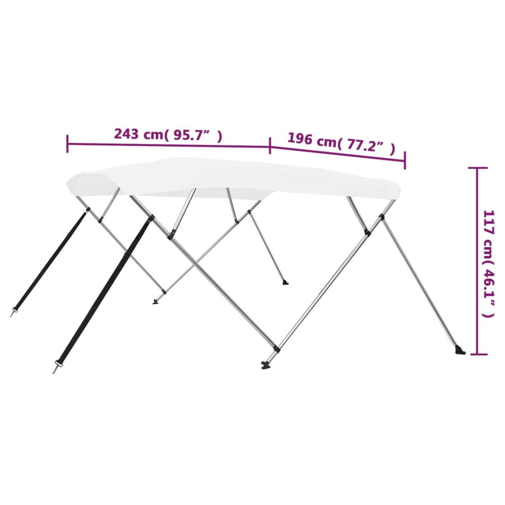 fehér négyágú bimini tető 243 x 196 x 137 cm
