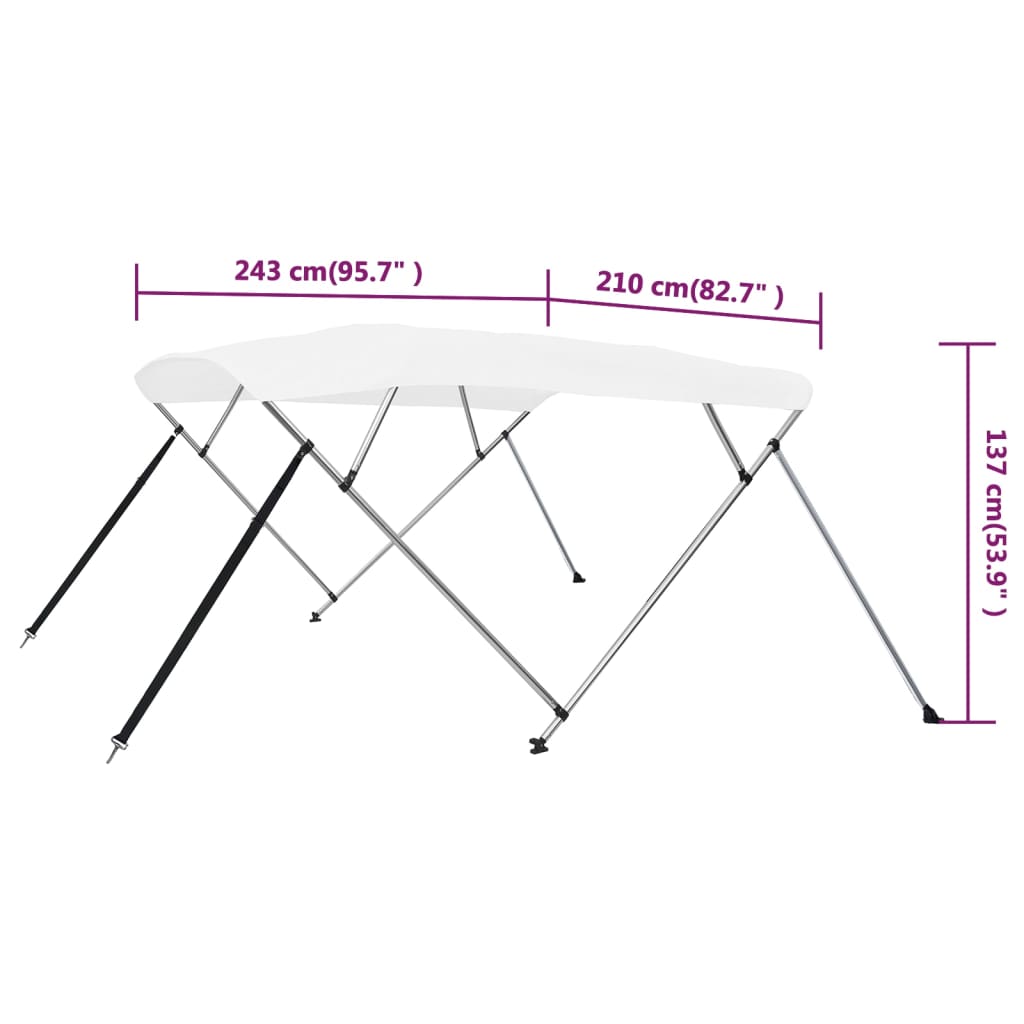 fehér négyágú bimini tető 243 x 210 x 137 cm
