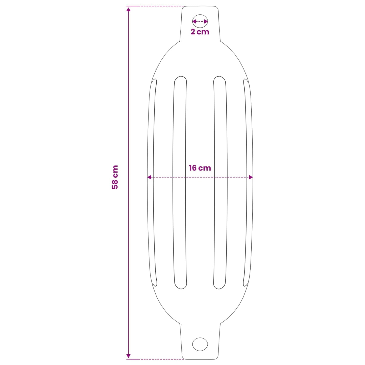 4 darab fehér PVC csónak lökhárító Ø 16 x 58 cm