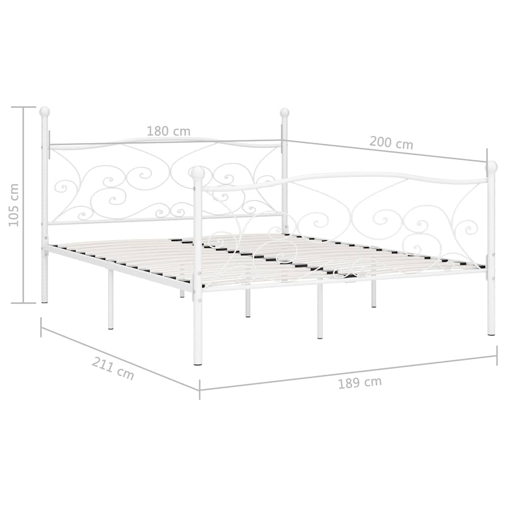 fehér fém ágykeret lécezett ágyráccsal 180 x 200 cm