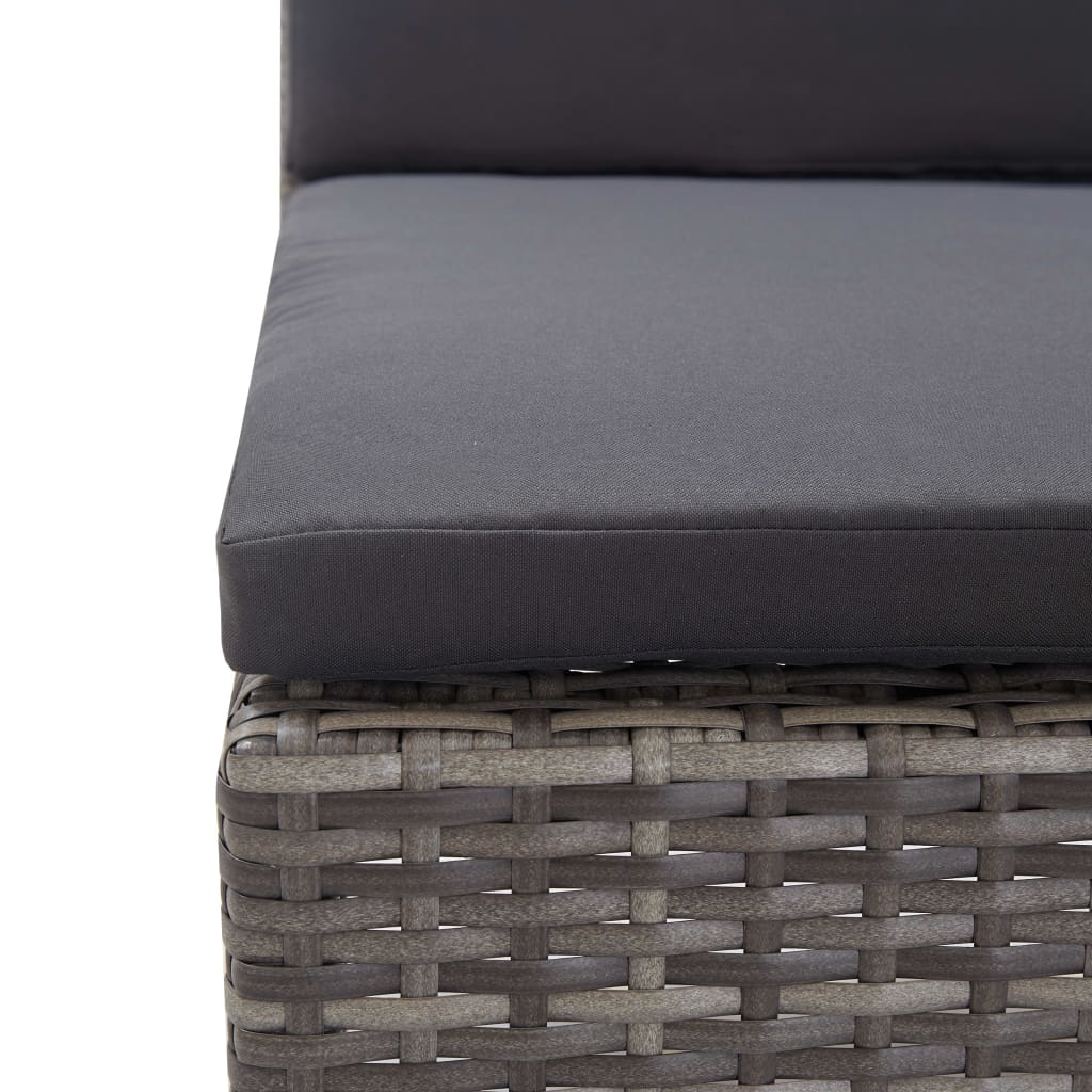 6-részes szürke polyrattan kerti bútorszett párnákkal