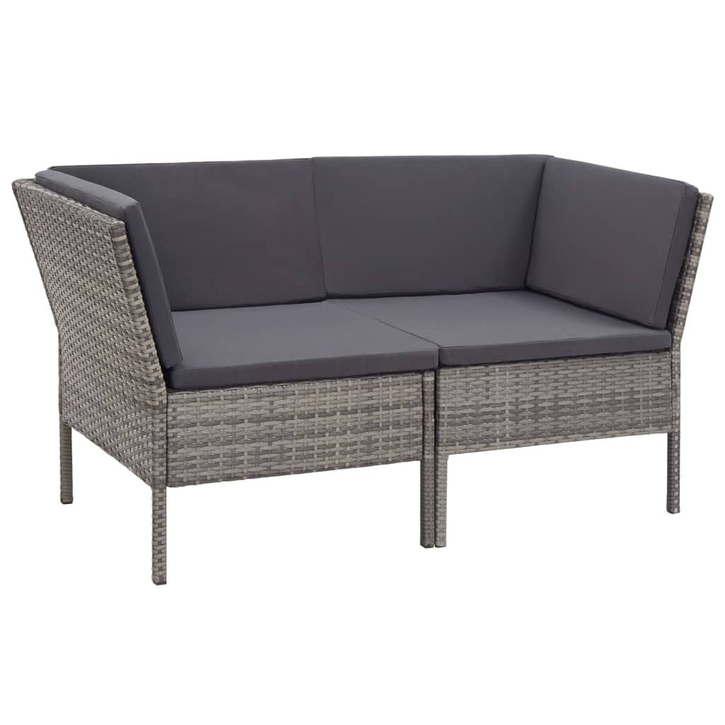 6-részes szürke polyrattan kerti bútorszett párnákkal
