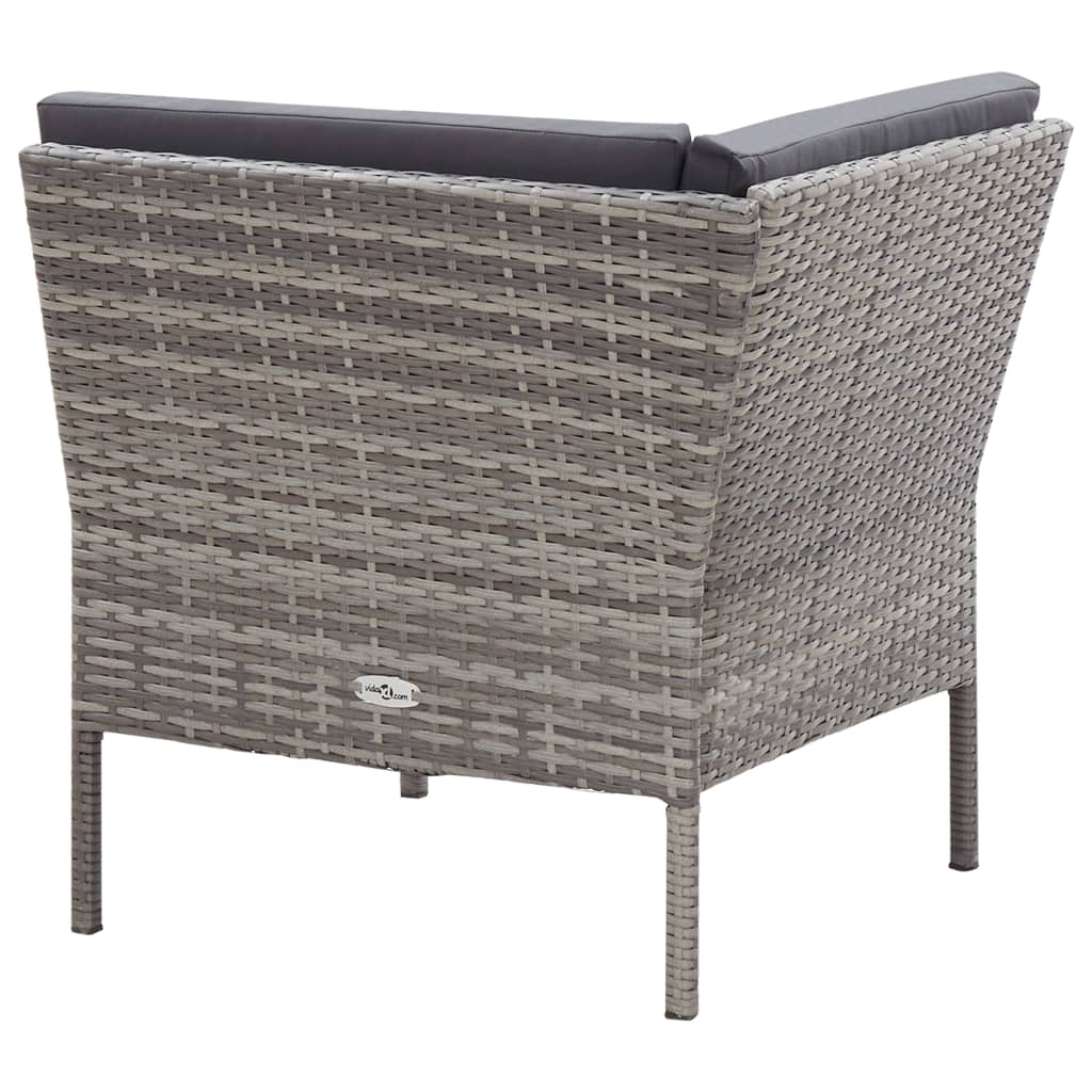 6-részes szürke polyrattan kerti bútorszett párnákkal