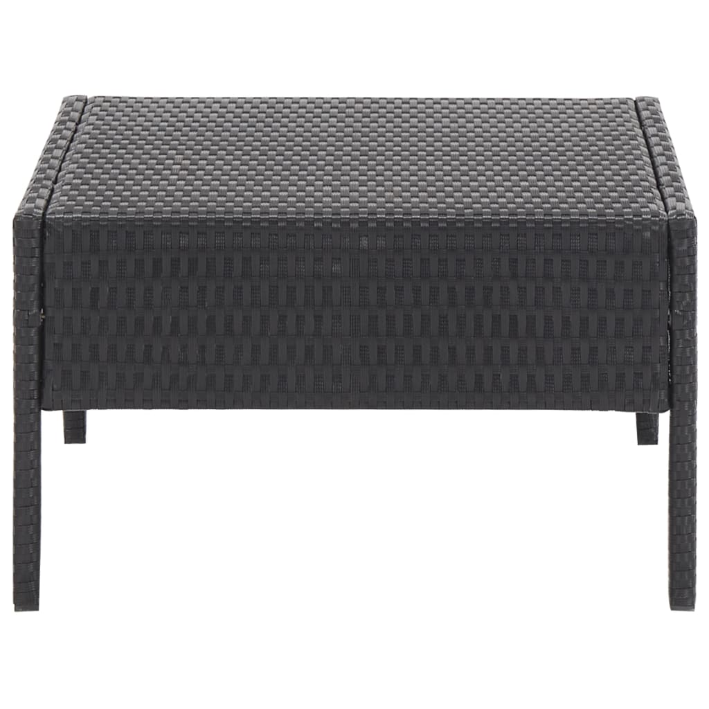 5-részes fekete polyrattan kerti kanapészett párnákkal