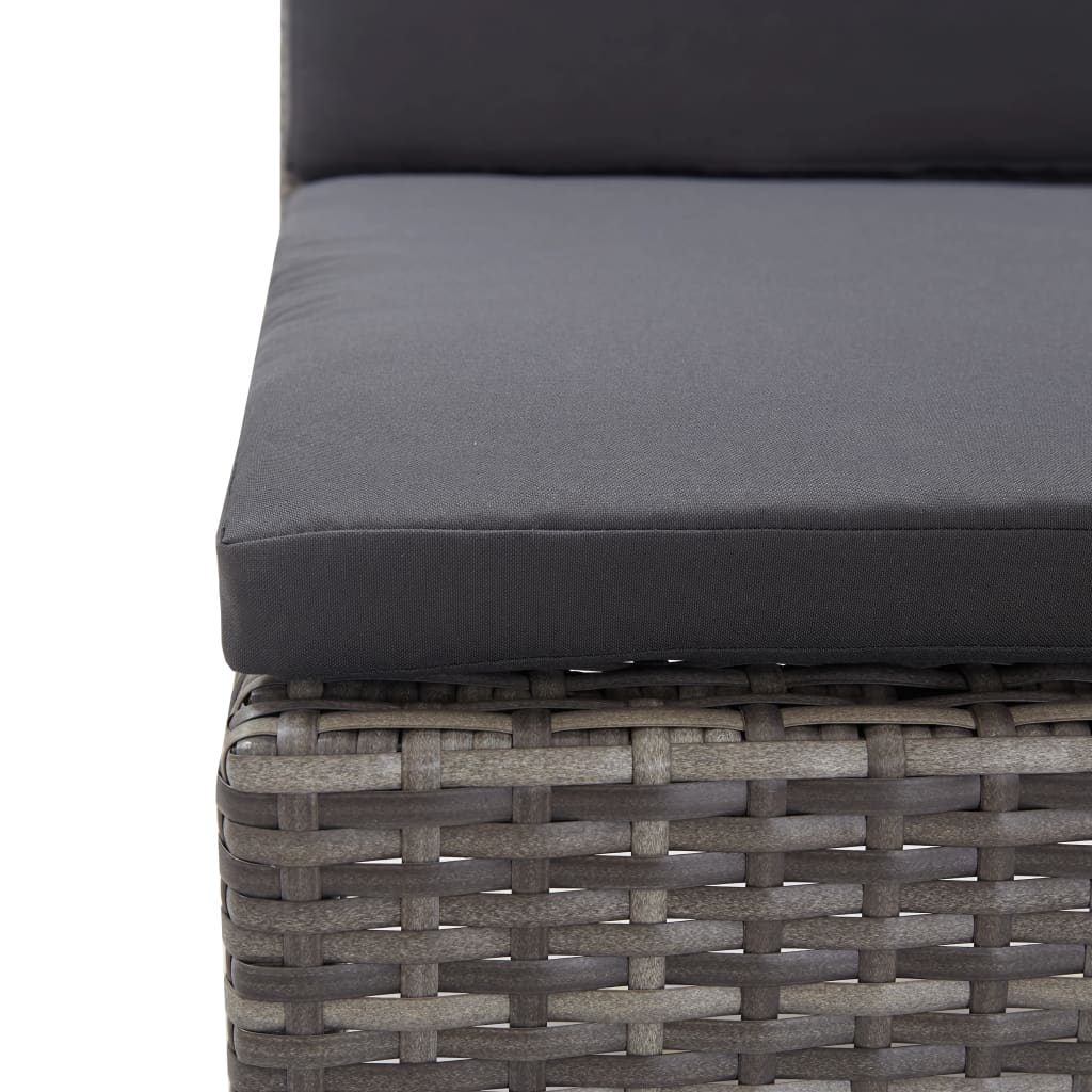 5-részes szürke polyrattan kerti bútorszett párnákkal