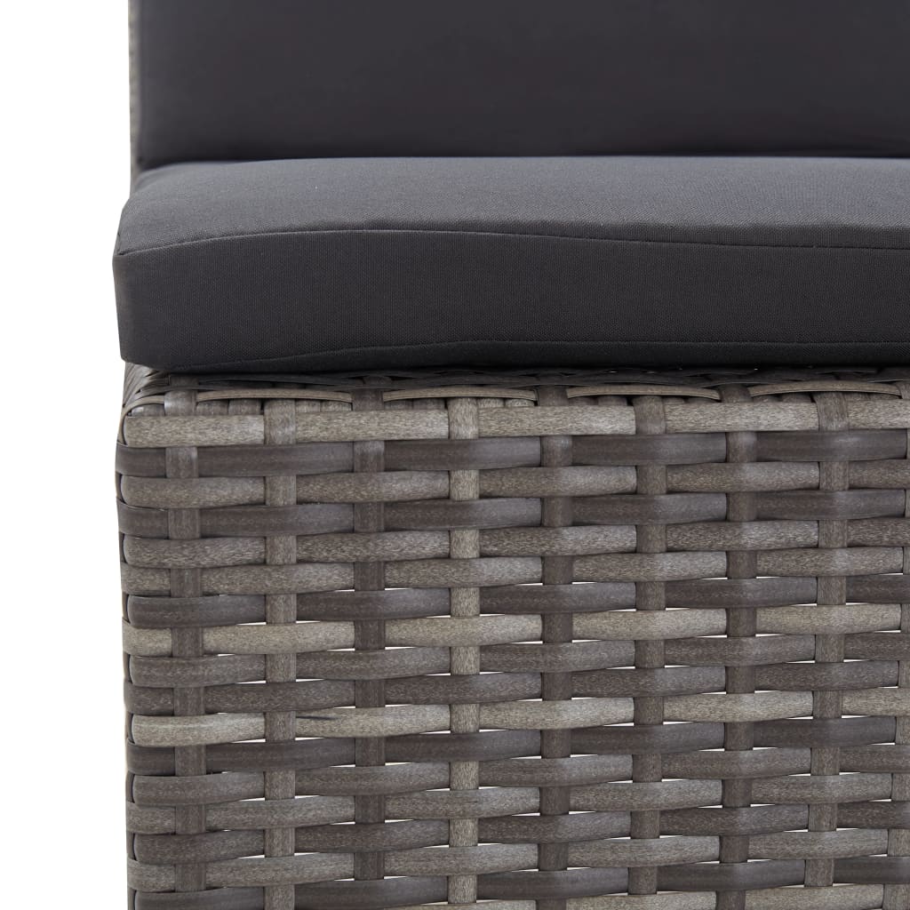 5-részes szürke polyrattan kerti bútorszett párnákkal