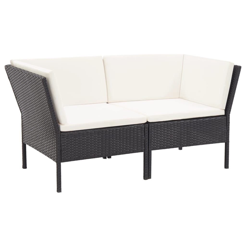 6 részes fekete polyrattan kerti ülőgarnitúra párnákkal