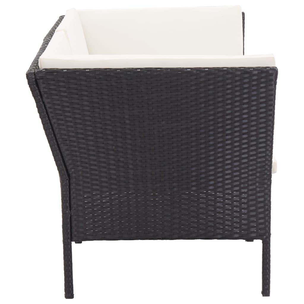 6 részes fekete polyrattan kerti ülőgarnitúra párnákkal