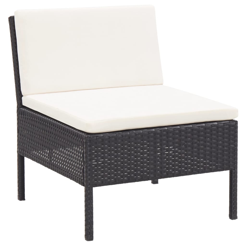 6 részes fekete polyrattan kerti ülőgarnitúra párnákkal