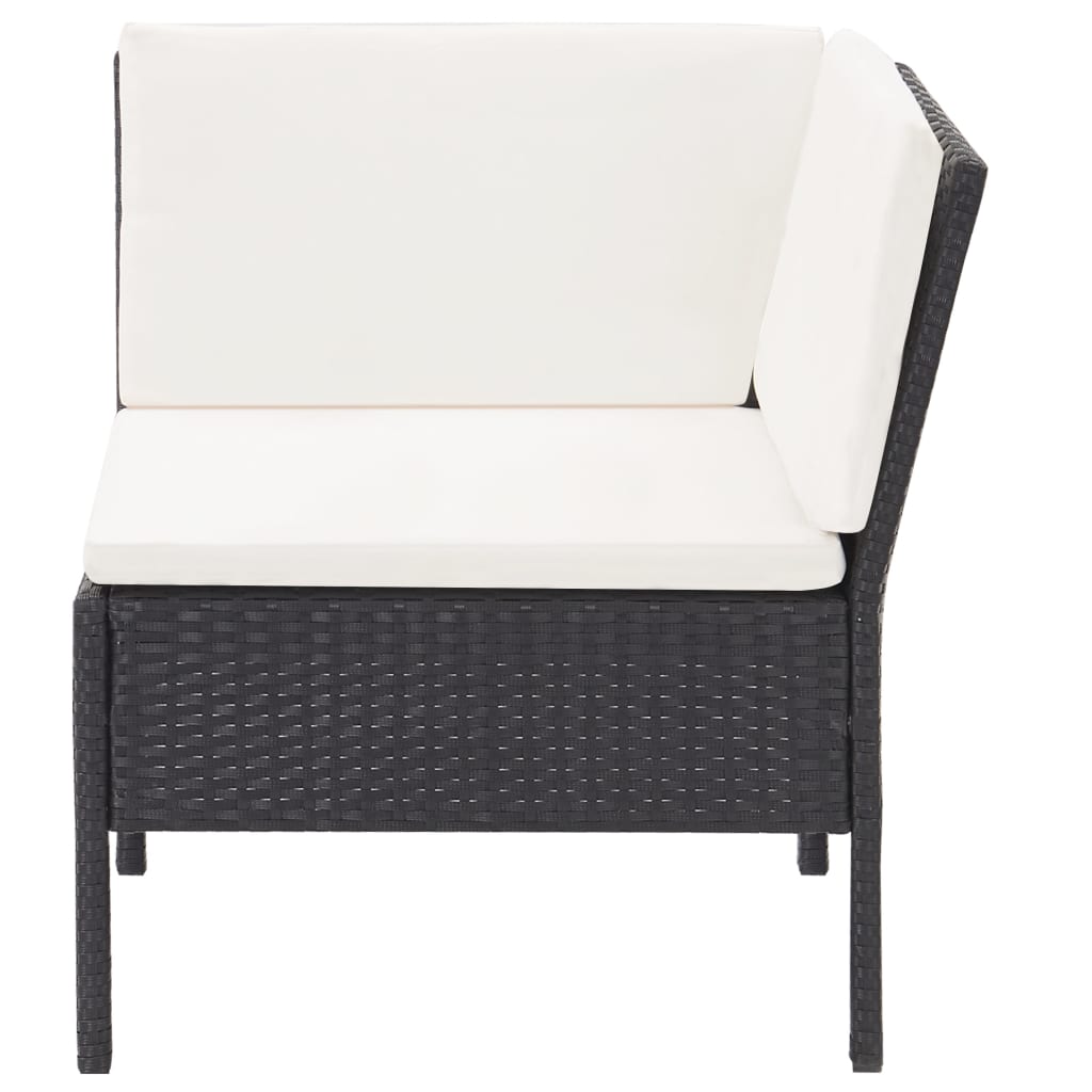 3 részes fekete polyrattan kerti ülőgarnitúra párnákkal