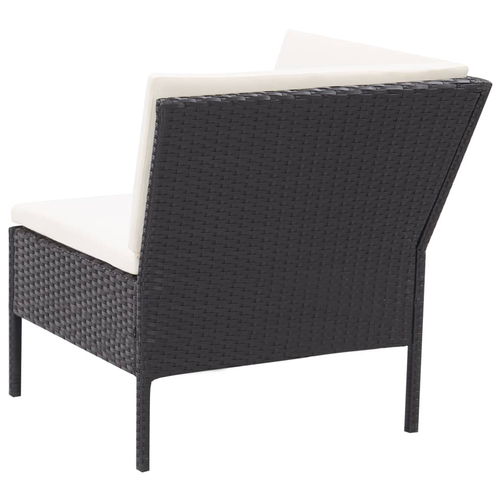 3 részes fekete polyrattan kerti ülőgarnitúra párnákkal