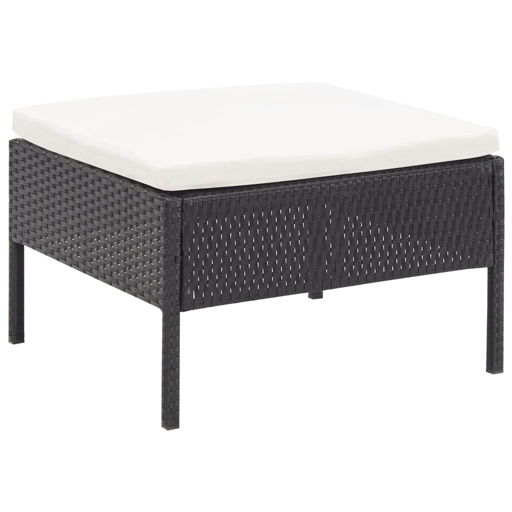 3 részes fekete polyrattan kerti ülőgarnitúra párnákkal