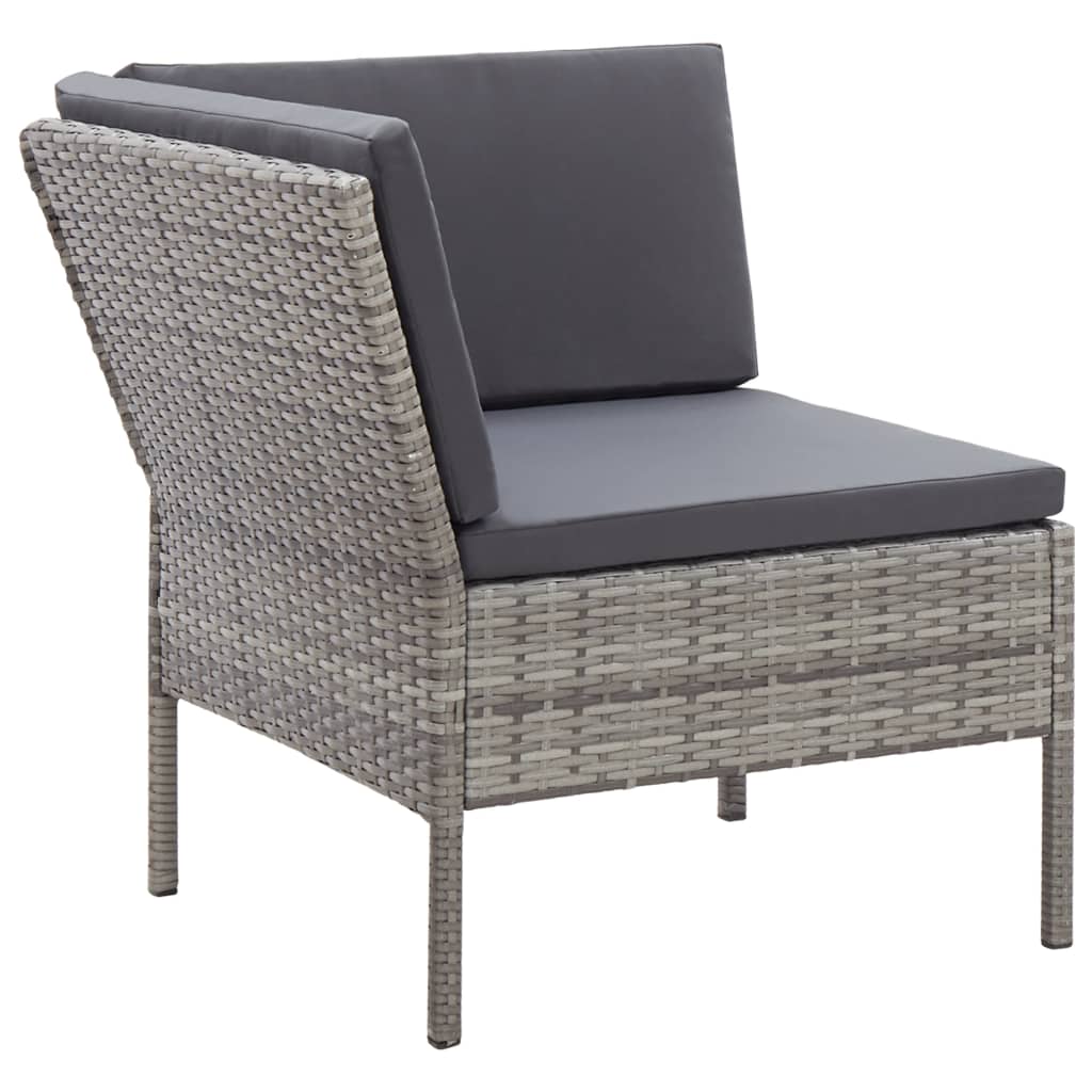 3-részes szürke polyrattan kerti ülőgarnitúra párnákkal