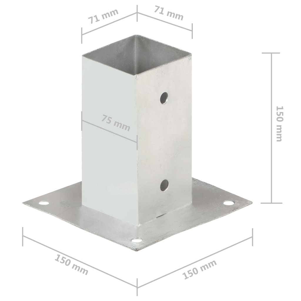 4 db horganyzott fém oszloprögzítő 71 mm