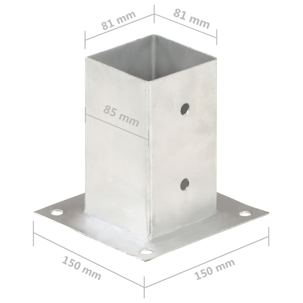 4 db horganyzott fém oszloprögzítő 81 mm