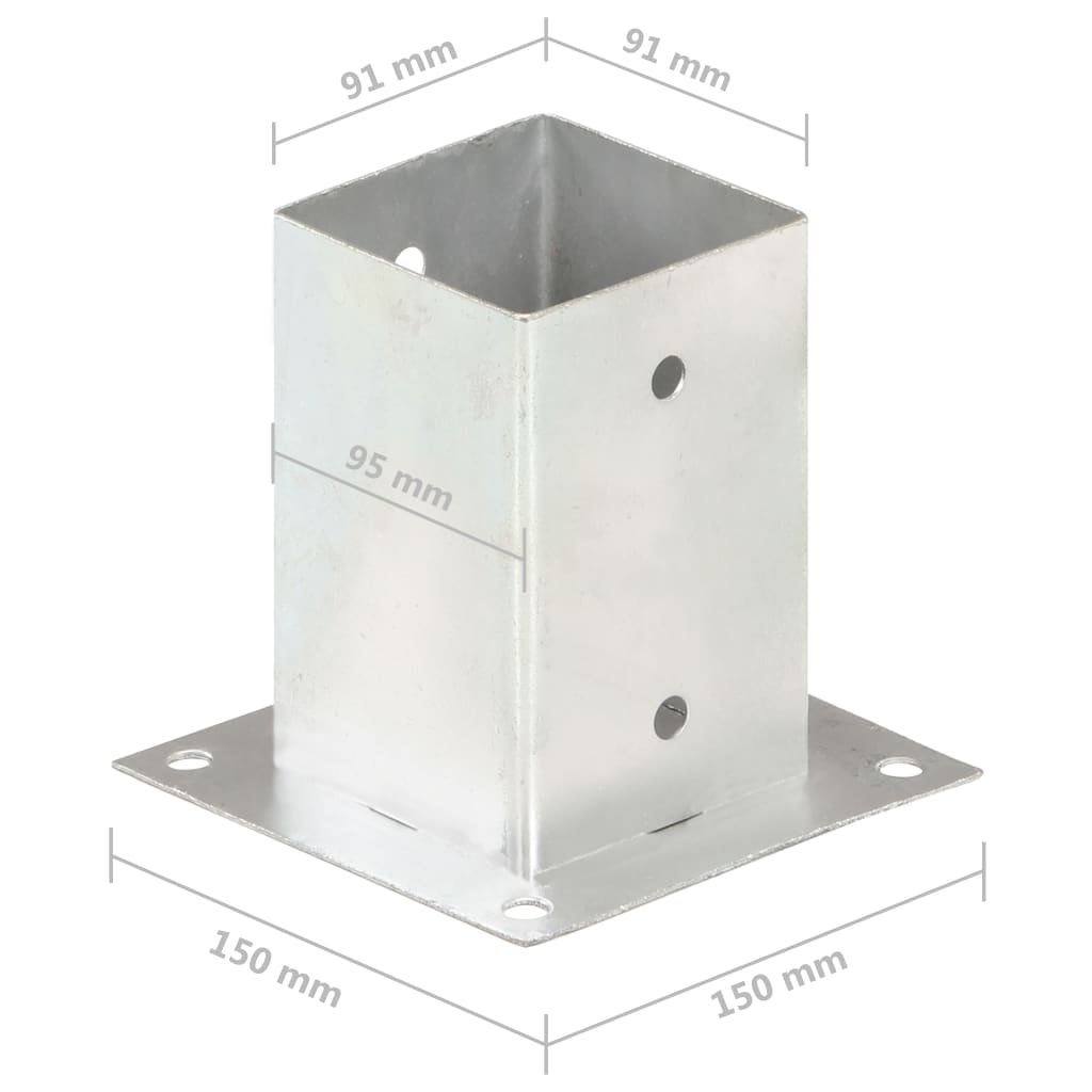 4 db horganyzott fém oszloprögzítő 91 mm