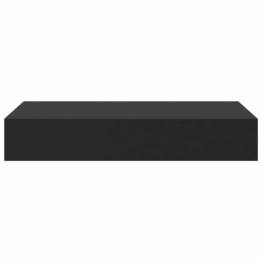 fekete lebegő fali polc fiókkal 48 x 25 x 8 cm