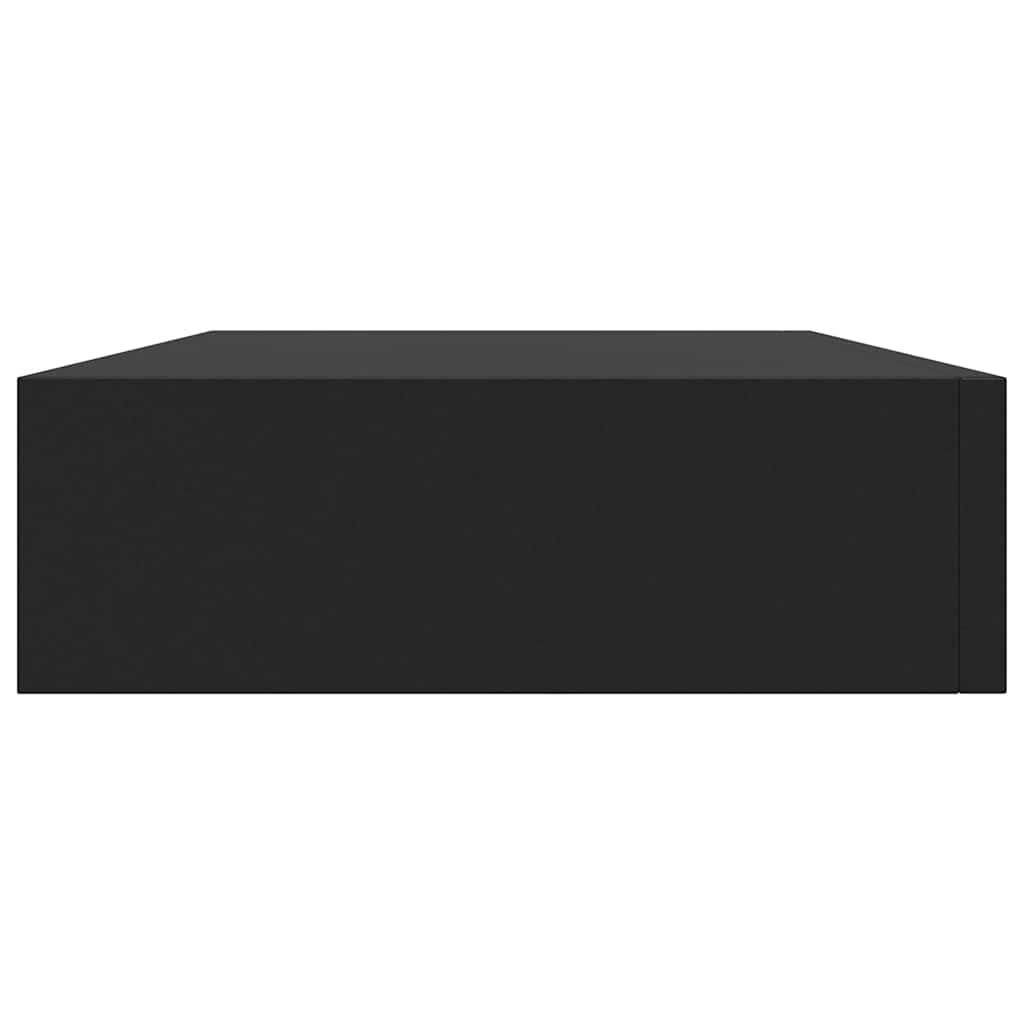 fekete lebegő fali polc fiókkal 48 x 25 x 8 cm