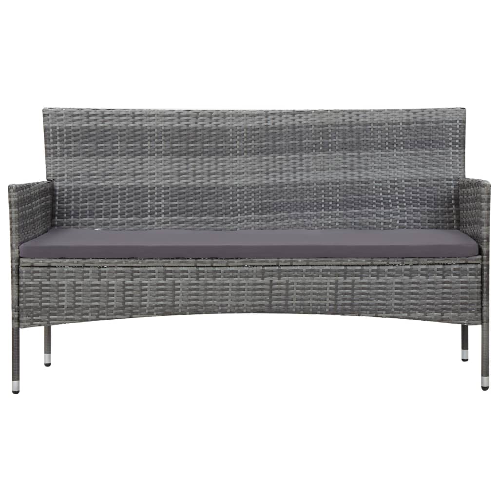 4 részes szürke polyrattan kerti ülőgarnitúra párnákkal