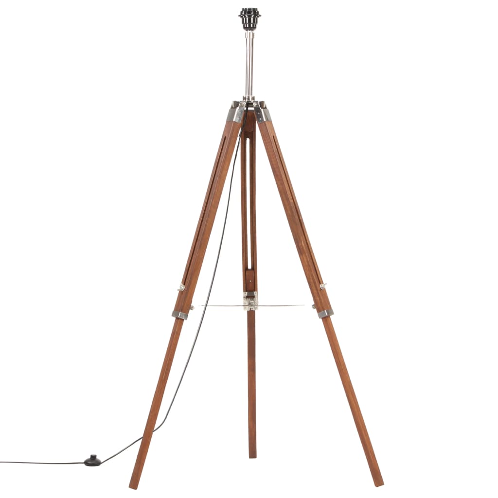 mézbarna-fehér háromlábú tömör tíkfa állólámpa 141 cm