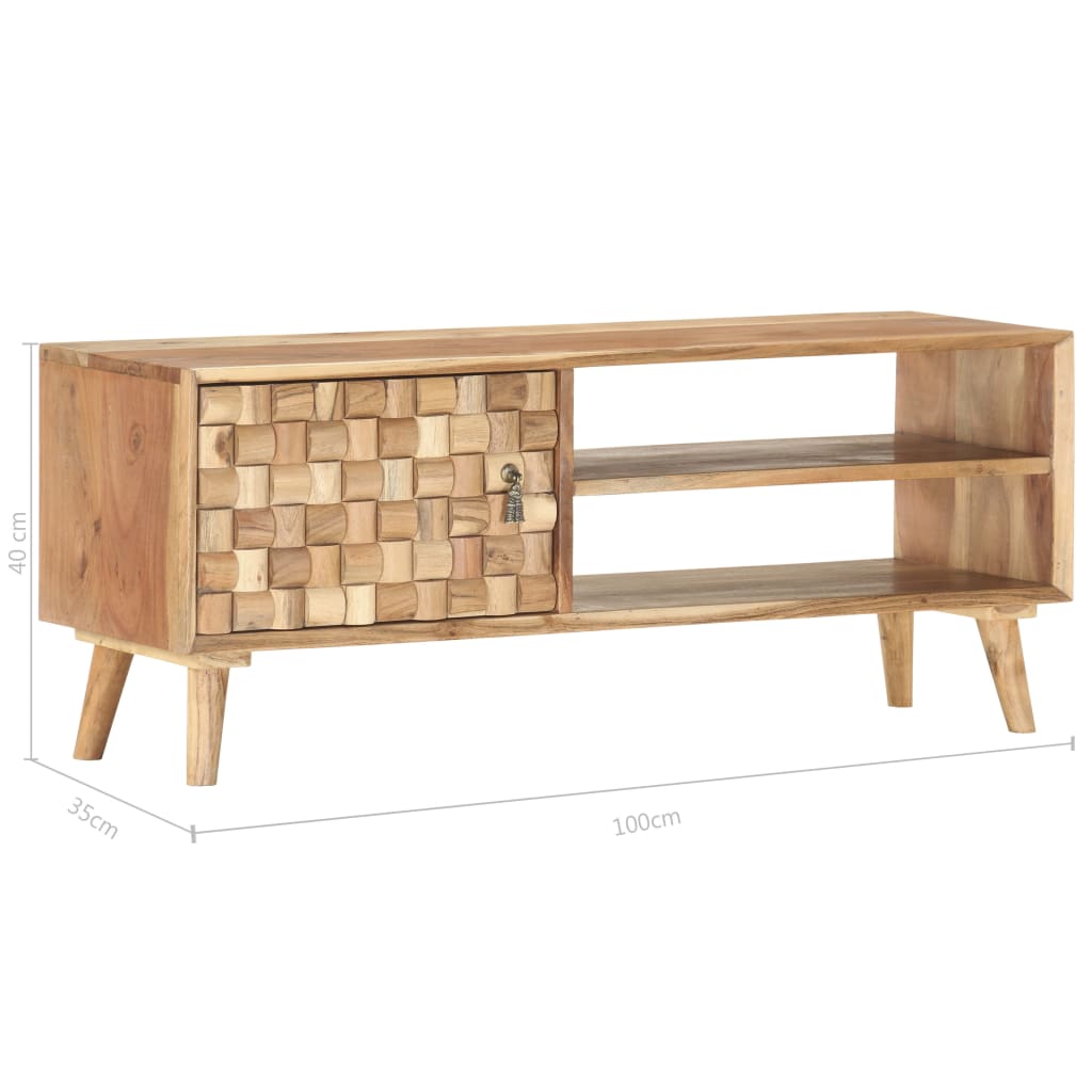 tömör akácfa TV-szekrény 100 x 30 x 40 cm