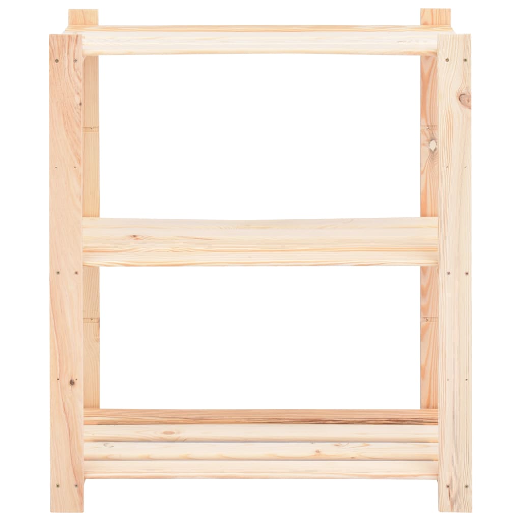 3 db 3-szintes tömör fenyőfa tárolópolc 150 kg 80 x 38 x 90 cm
