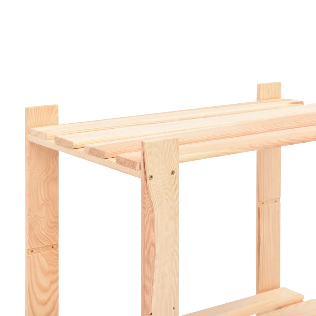 3 db 3-szintes tömör fenyőfa tárolópolc 150 kg 80 x 38 x 90 cm