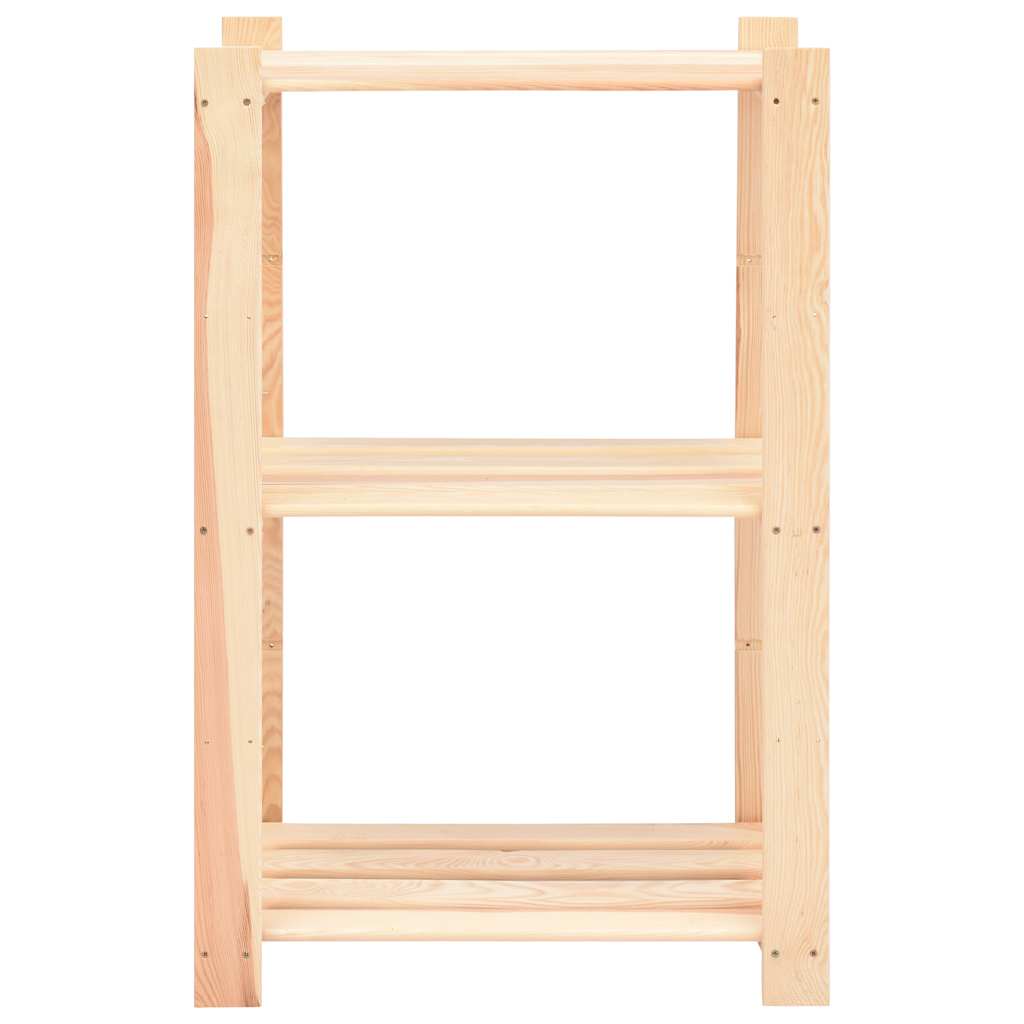 2 db 3-szintes tömör fenyőfa tárolópolc 150 kg 60 x 38 x 90 cm