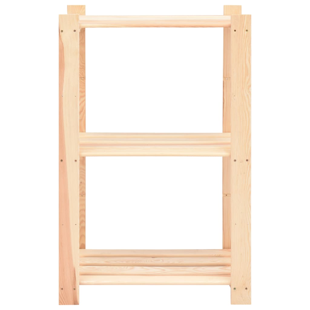 10 db 3-szintes tömör fenyőfa tárolópolc 150 kg 60 x 38 x 90 cm