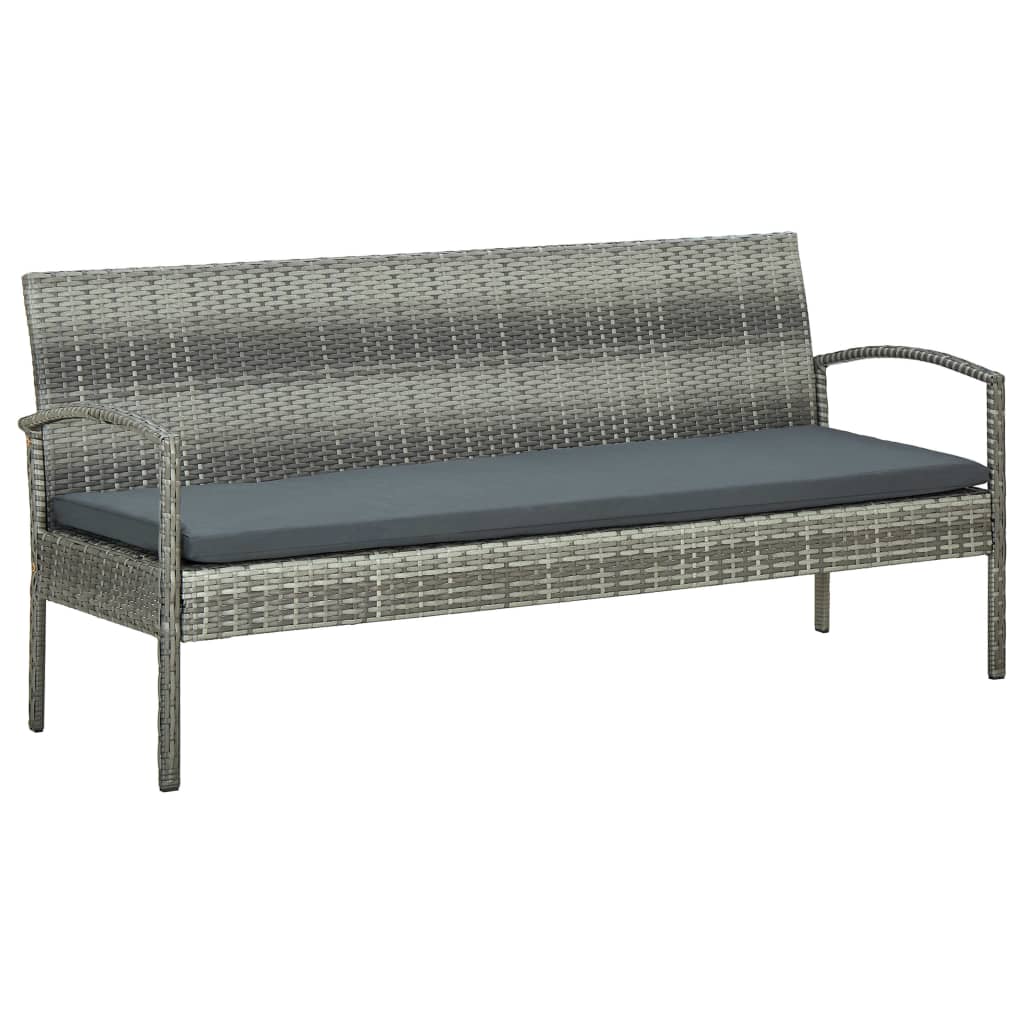 5 részes szürke polyrattan kerti bútorgarnitúra párnákkal