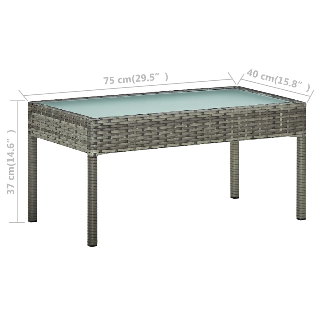 5 részes szürke polyrattan kerti bútorgarnitúra párnákkal