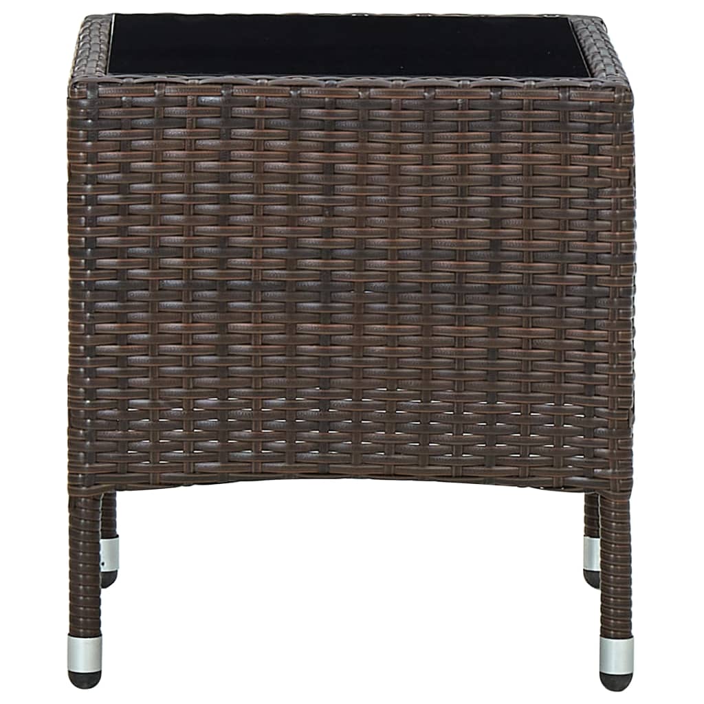 barna polyrattan kerti asztal 40 x 40 x 45 cm