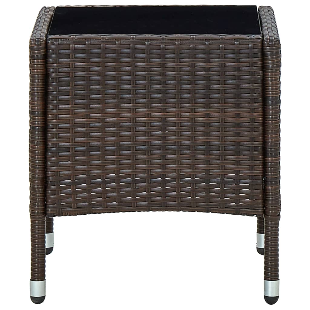 barna polyrattan kerti asztal 40 x 40 x 45 cm