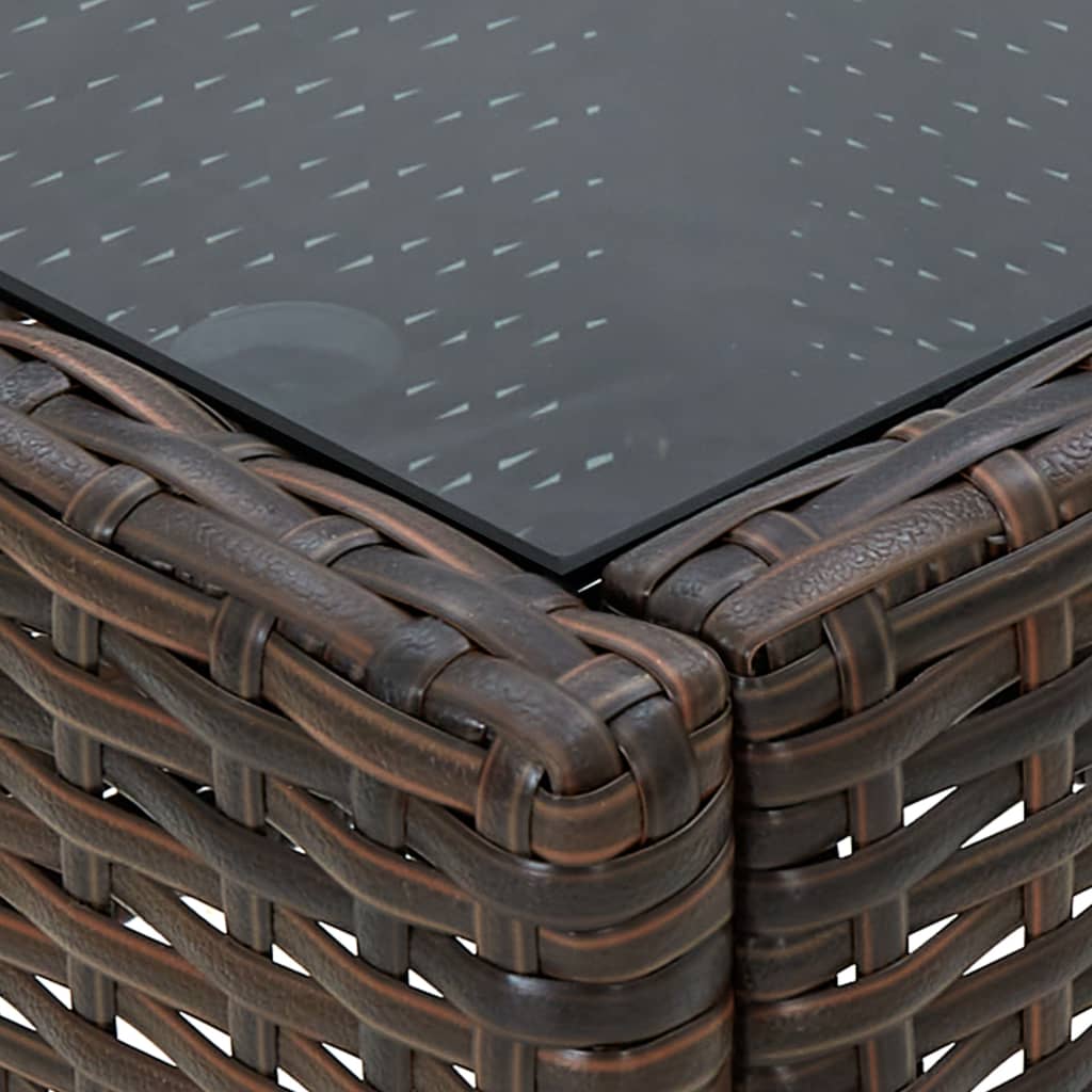 barna polyrattan kerti asztal 40 x 40 x 45 cm