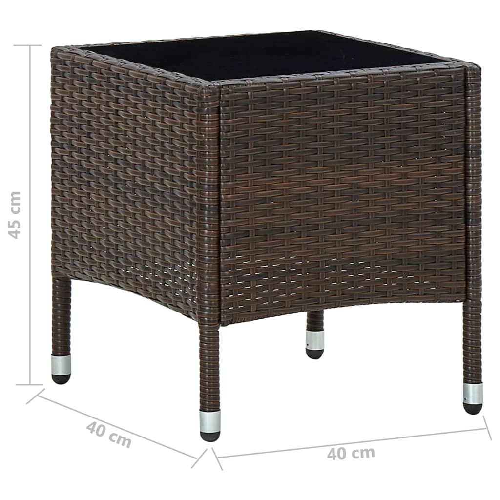 barna polyrattan kerti asztal 40 x 40 x 45 cm