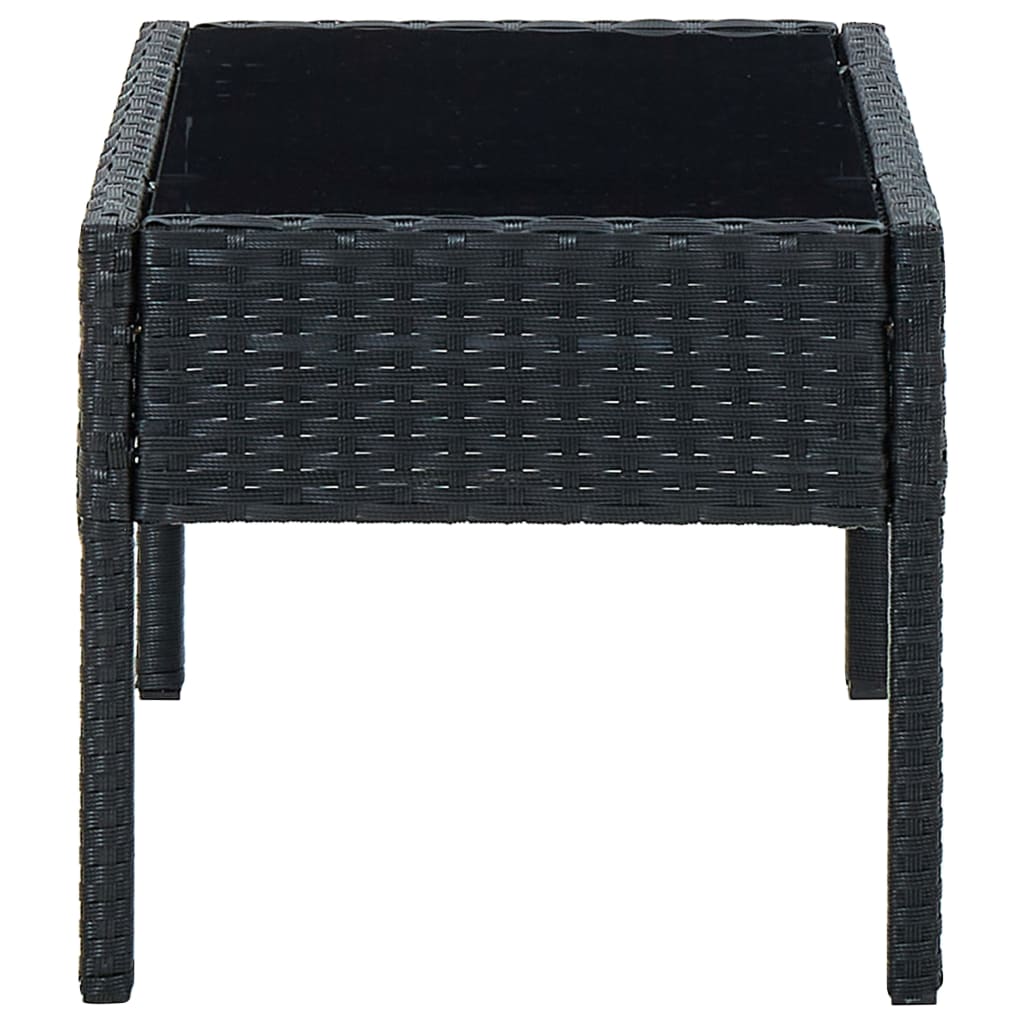fekete polyrattan kerti asztal 75 x 40 x 37 cm