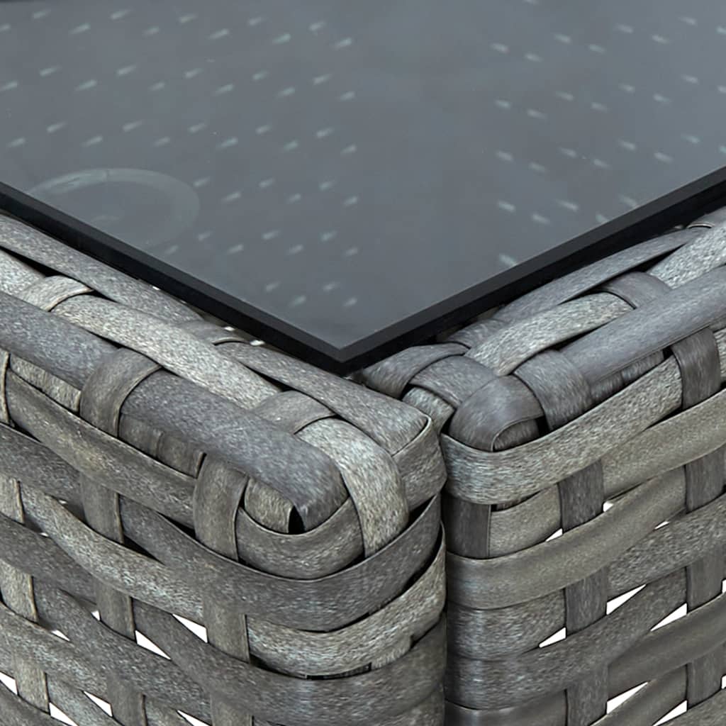 szürke polyrattan kerti asztal 75 x 40 x 37 cm