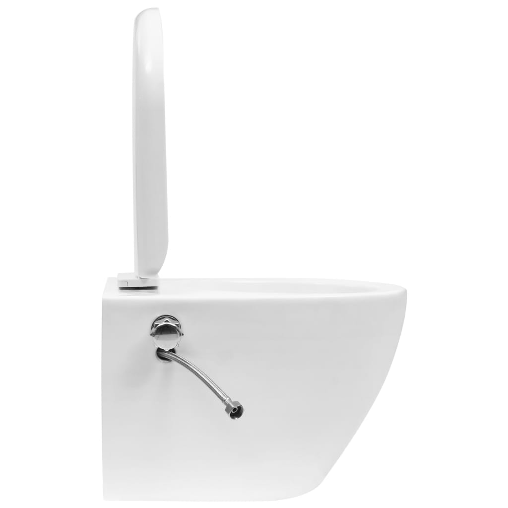 fehér kerámia perem nélküli fali WC bidé funkcióval