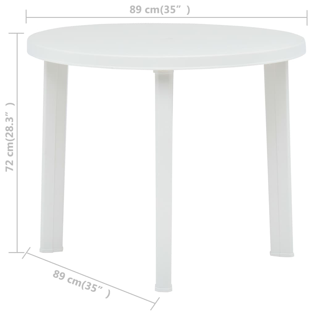 fehér műanyag kerti asztal 89 cm