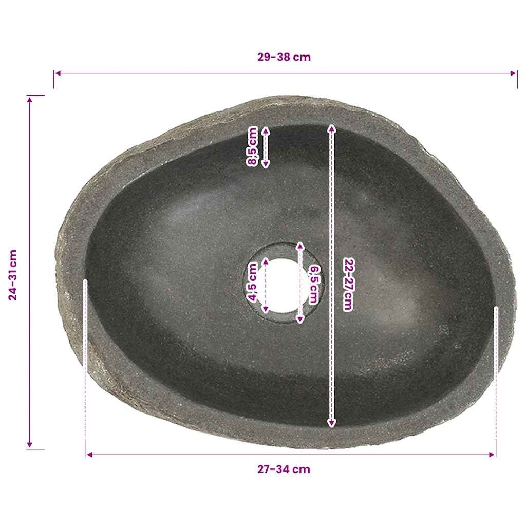 ovális folyami kő mosdókagyló (29-38) x (24-31) cm