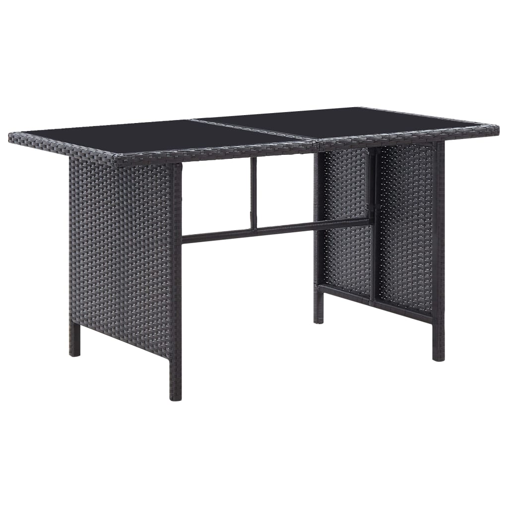 6 részes fekete polyrattan kerti bútorszett párnákkal