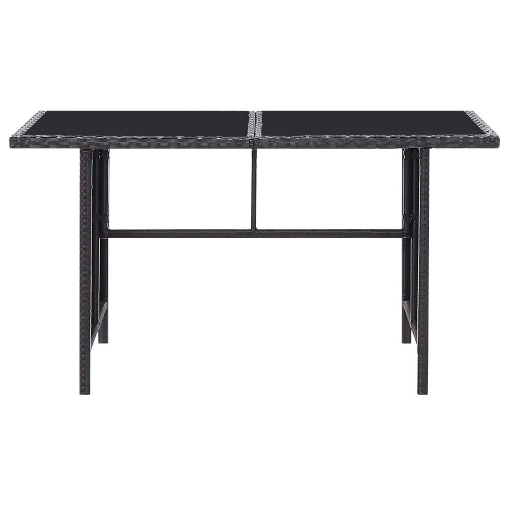6 részes fekete polyrattan kerti bútorszett párnákkal
